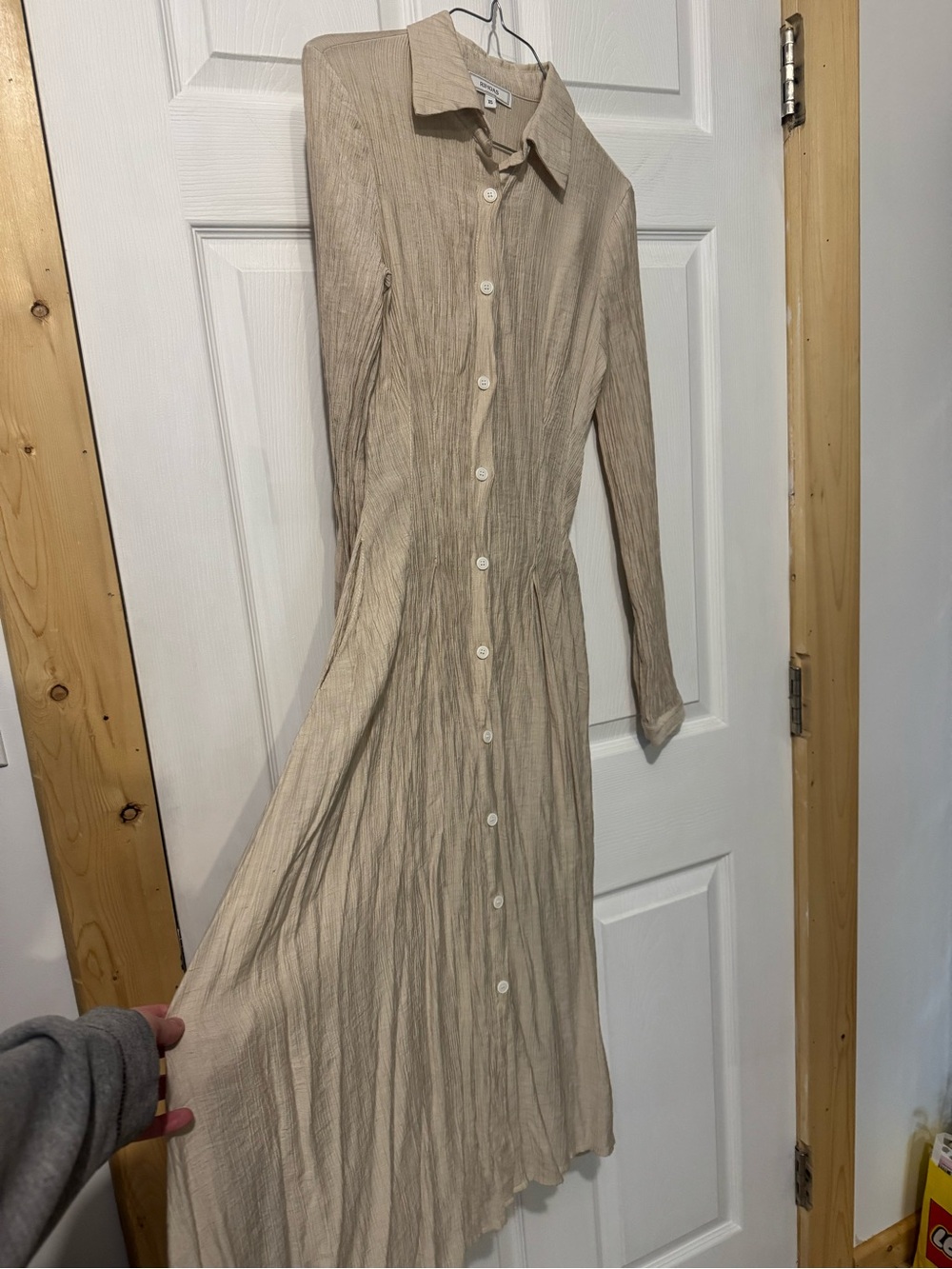 Rihoas Apricot A-Line Button Midi Dress